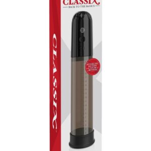 throbbing erections with an easy press of a button! This Classix&amp;#xae; Auto-Vac Power Pump boasts a hands-free automated motor that powerfully enlarges girth and expands length. The ultra-stretchy Elite Silicone donut creates a comfortable air-tight seal as it snugly encircles your shaft. With the simple press of a button