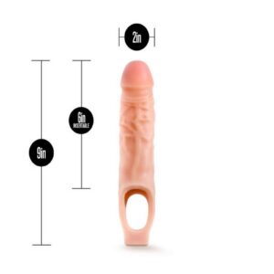 Water Based and Hybrid Lube Safe and easy to clean.GET BIG - Extends Your Penis By .5 Inch and Thickens By Up To 1.5 Inches In DiameterMORE PLEASURE - Ribbed To Intensify Sensation And Pleasure For The WearerSTAYS ON - Strap Secures Around Balls. Ribbed To Keep Sheath SecurePEACE OF MIND - Responsibly Made By Blush Of Ultra Soft X5 Plus TPE. We Care About Your Health And Wellness And Are Mindful Of What We Provide For Your Body. Lab Tested and Verified To Contain No Phthalates