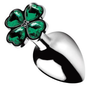 Make that booty get lucky with this hefty metal anal plug with a clover jewel design at the base! Pop this lucky charm in your pot-o-gold to appreciate the comfortable weight inside your body