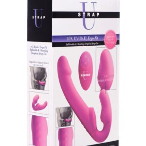 this remote-controlled strapless strap-on features extreme vibration and an inflatable vaginal bulb to create the perfect fit for your body. The shape allows one partner to  the smaller end vaginally