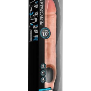 realistic sensation with Purio liquid silicone while maximizing your potential. Gain 2 inches more girth and 1.5 inches extra length! The internal ribbing creates suction that holds the sheath securely in place. It also amplifies sensation for the wearer. Just  your penis into the Performance Plus 10 Inch Sheath and then slide your testicles through the ball strap. Then explore new dimensions with your partner! Ultrasilk smooth and made with Purio silicone