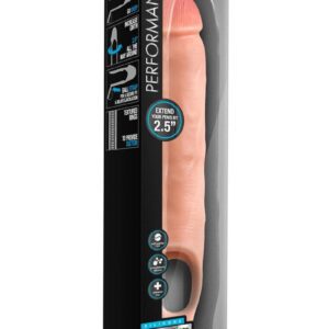realistic feel while maximizing your potential. Gain more girth and 2.5 inches extra length! The internal ribbing creates suction that holds the sheath securely in place. It also amplifies sensation for the wearer. Just  your penis into the 8.75 able length sheath and then slide your testicles through the ball strap. Then explore new dimensions with your partner! Ultrasilk smooth and made with Purio liquid silicone