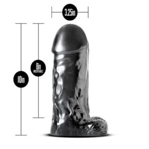 rounded head and exaggerated veins stand out in Destroyer`s carbon metallic black finish. Made of body safe non-porous PVC
