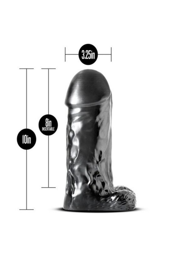 rounded head and exaggerated veins stand out in Destroyer`s carbon metallic black finish. Made of body safe non-porous PVC