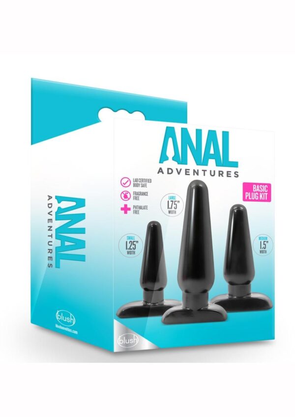 Anal Adventures Basic Butt Plug Kit 3 Sizes - Black - Image 2