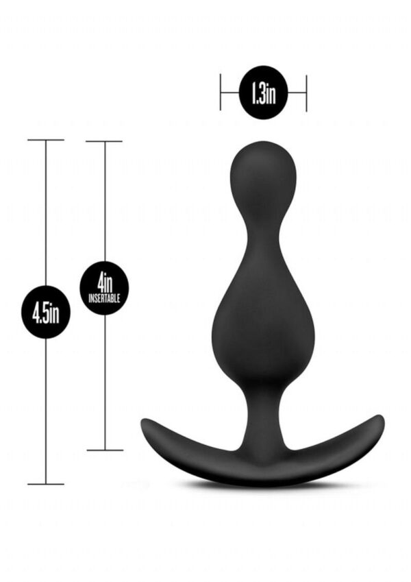 while the body will gently stretch your opening. The anchor base is designed to rest comfortably between your cheeks!    Dimensions:  Length:  4.5 in.  Insertable:  4 in.  Width:  1.3 in.