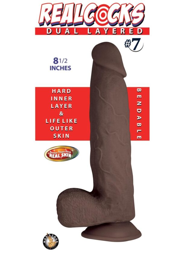 Realcocks Dual Layered #7 Bendable Dildo 8.5in - Chocolate - Image 2