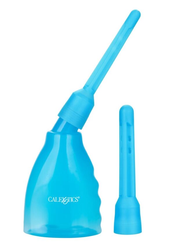 FEATURES:    Reusable douche system with transparent bottle and 2 interchangeable nozzles  Disassembles for easy cleaning  Holds up to 5.41 fl. oz.      Dimensions:  Slim Nozzle:  3.25 x .25 in.  Standard Nozzle:  3.5 x .5  in.  Package:  2 x 4 x 8.5 in.