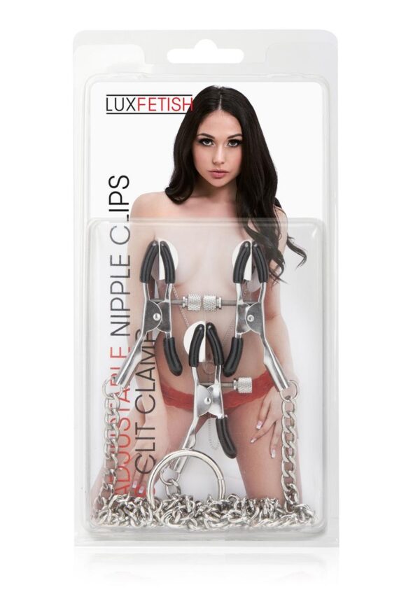this body chain`s clips are designed to stimulate all of her erogenous zones. Each clip is rubber-coated for the ultimate comfort and is adjustable to apply the perfect pinch.