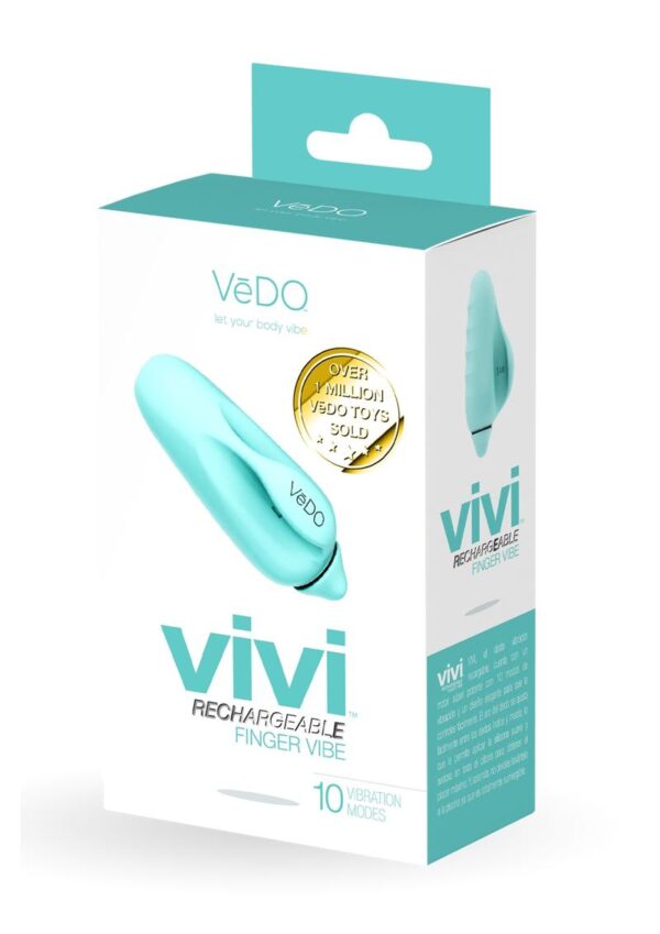 VeDO Vivi Rechargeable Silicone Finger Vibrator - Tease Me Turquoise - Image 2