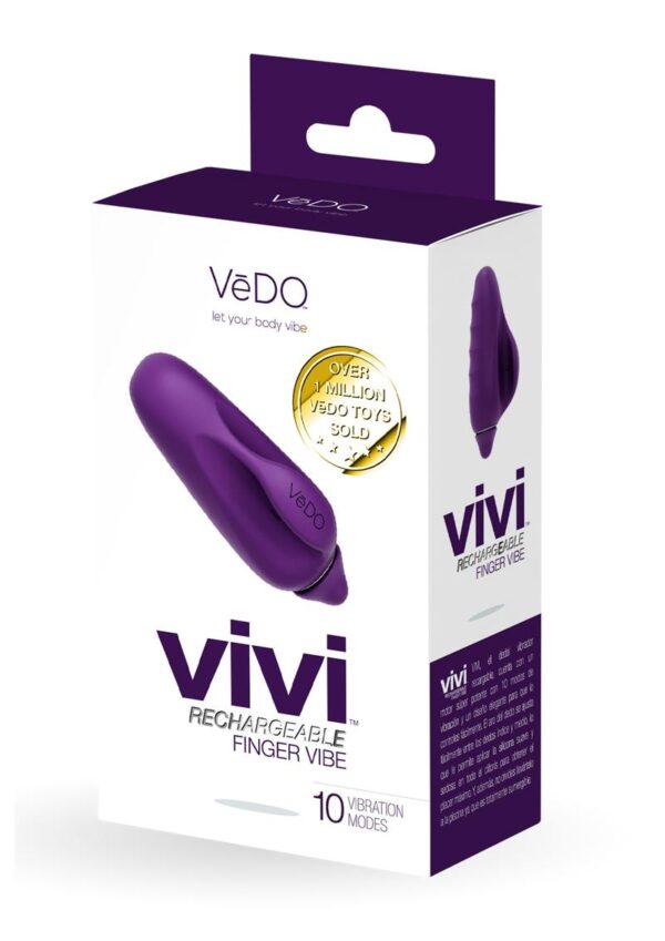 VeDO Vivi Rechargeable Silicone Finger Vibrator - Deep Purple - Image 2