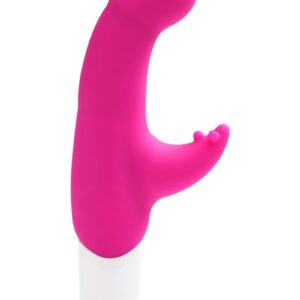 Joy VIBE is sure to double your pleasure. Designed to stimulate the G-spot with the gently curved head while you electrify your clitoris with the flexible rabbit tickler. This vibe is perfectly paired for a ride you`ll never forget.  PRODUCT FEATURES  Powerful motor 12 vibration modes Two button easy control Extremely quiet Velvety smooth silicone Designed for G-spot pleasures Waterproof 2 x AAA (not included) Running time: 3 hours   Dimensions: Length:  8.66 in. Max Diameter:  1.37 in.
