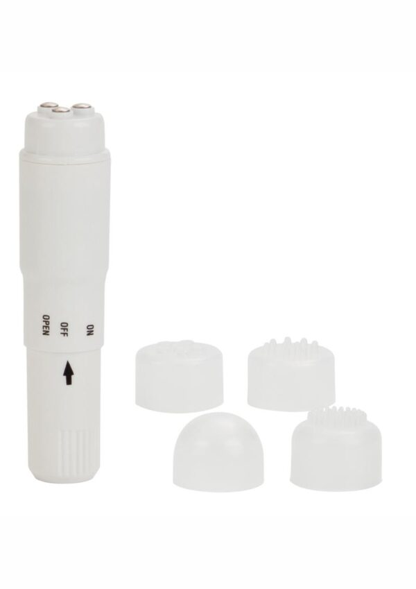 This compact vibrating unit combines all the benefits of 4 different massagers in one easy to operate massager. Scalp massage and revitalization. Pin point massaging of tired muscles. Relieves general body fatigue. Hand grip portable design. Includes 4 separate massage heads.