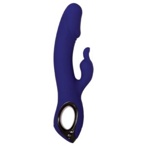 flexible shaft Phallic-shaped sculpted head Hard-working bunny ears 10 powerful vibrating shaft speeds andamp; functions 10 powerful vibrating clitoral stimulator speeds andamp; functions Motors controlled independently LED lights illuminate buttons when in use Made from creamy smooth silicone Black chrome-finished ring handle made from durable ABS plastic Phthalate andamp; latex free Waterproof andamp; submersible Magnetic rechargeable
