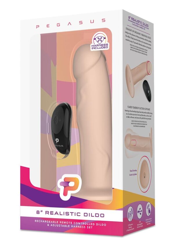 satisfying penetration along with rumbly stimulation from the 8 Realistic Dildo Rechargeable Remote Controlled Dildo and Adjustable Harness Set. Featuring everything you need for effortless pegging and any other strap-on sex play you are in the mood for.Made from smooth premium silicone