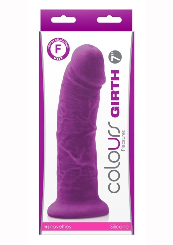 Colours Pleasures Girth Silicone Dildo 7in - Purple - Image 2