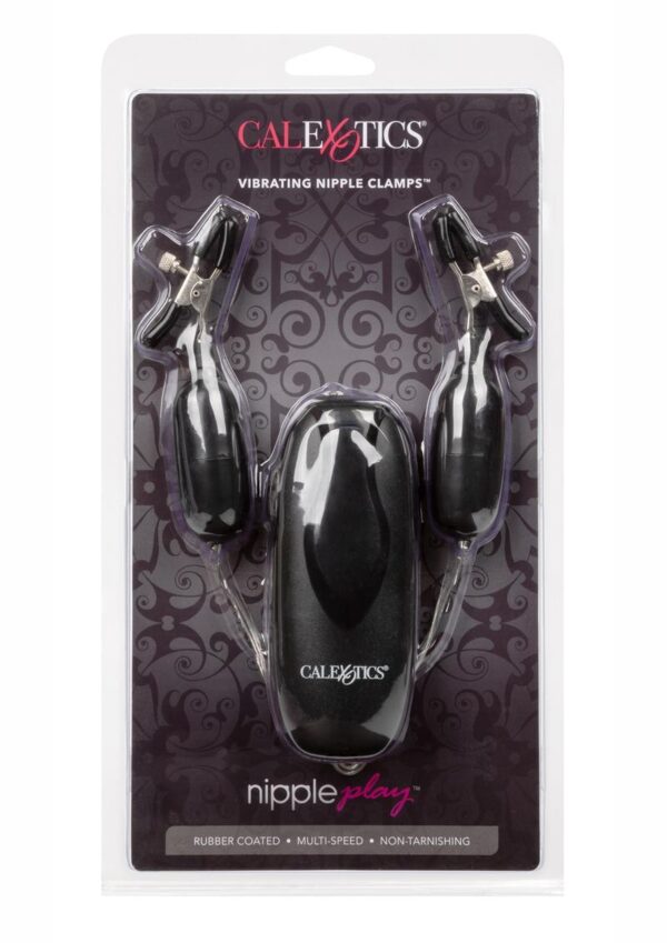 Nipple Play Vibrating Nipple Clamps with Wired Remote Control - Black - Image 2