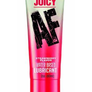 strawberry flavored. Make sex even better with a little glide! And a little flavor.JUICY AF will make your intimate encounters more luscious. This water-based lubricant effortlessly enhances the pleasures of intimacy.