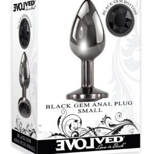 opening a world of pleasure. Boost the intensity of your orgasms while adorning your booty with a sparkling black jewel!Try heating or cooling your plug beforehand to indulge in a sensory twist. Clean with Evolved Toy Cleaner and hot water. Velvet drawstring bag included.  Small dark metal butt plug with black gem Great for beginners Tapered tip for easy entry Slick andamp; stylish gun metal finish Sparkling black gem at safety base Includes black velvet drawstring bag Made from aluminum alloy Black gem made from ABS plastic Waterproof  Length: 2.81