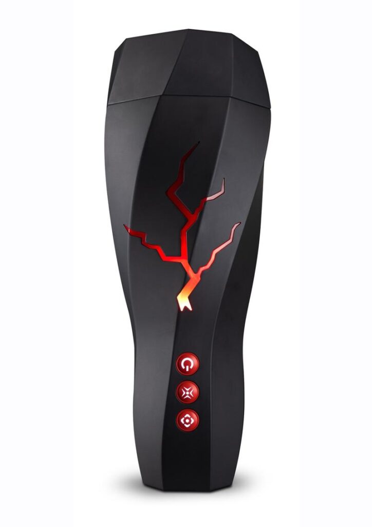 The M for Men Storm is loaded with fun! This multi-function stroker has a removeable sleeve made from soft and realistic X5. Comprised of 3 pleasure chambers. Entering the first chamber it will create a like suction like that of lips pursed around your penis. As you enter the second chamber you will be massaged with soft nubs. Entering the third chamber you will first be stroked by the soft ribs while your head is massaged by the soft nubs. Cycle through 7 vibration modes exploring which setting will push you over the edge. The auto squeeze mode rhythmically squeezes and releases your penis essentially milking your penis into ejaculation. Enjoy the erotic sounds of women with the included earphones. Now imagine all of this happening all at once. The experience is unforgettable. The sleeve is detachable for easy cleaning. This electric stroker is rechargeable. USB cable included. Made of premium TPE