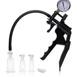 Pump up the sensitivity and size of your clitoris with this Clitoris Pumping System! The three graduated cylinders and ergonomic hand pump make it easy to pump your sensitive bean to your preferred level of swell and sensitivity.   Each cylinder is made with transparent acrylic