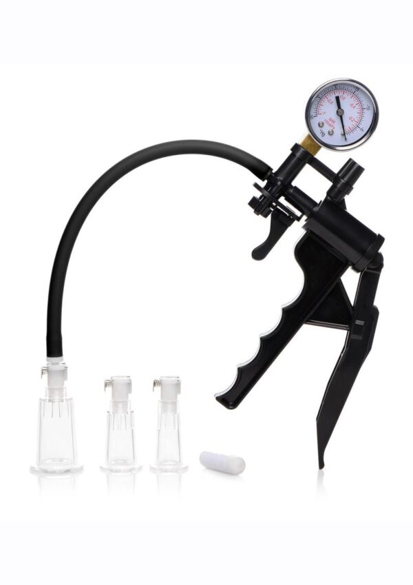 Pump up the sensitivity and size of your clitoris with this Clitoris Pumping System! The three graduated cylinders and ergonomic hand pump make it easy to pump your sensitive bean to your preferred level of swell and sensitivity.   Each cylinder is made with transparent acrylic