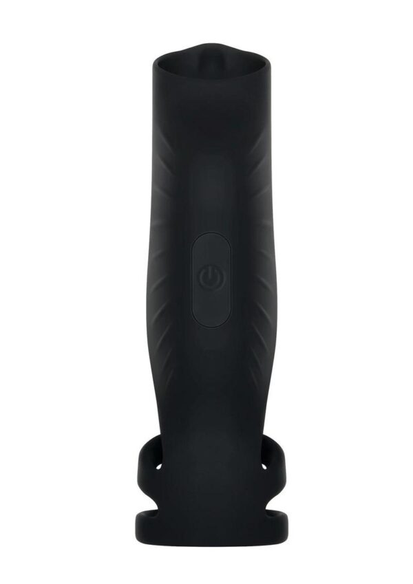 This unique cock sheath is perfect for anyone with a penis and balls who craves new sensations that can be shared with any partner!Cradle the balls between two stretchy loops at the base and slip the penis head into the third ring to hold it securely in place andndash; then get ready for an extraordinary ride!9 speeds of pleasure waves emanate from the central motor mid-shaft which feels like a pulsing