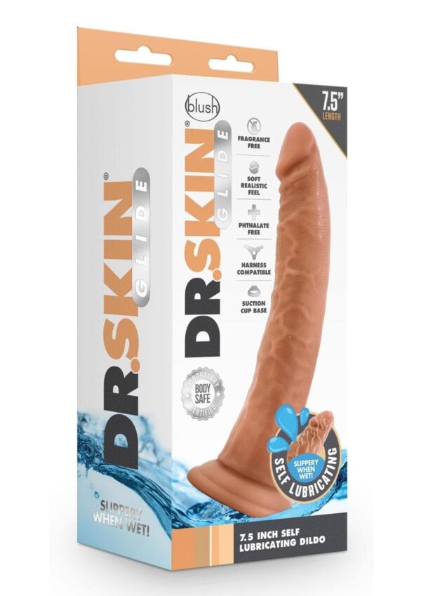 self lubricating toy that only needs a bit of water to get slippery!The Dr. Skin Glide has a sturdy suction cup base that will hold to any flat surface and is harness compatible.Made from body safe TPE
