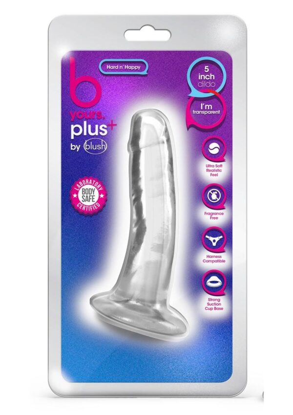and a sturdy suction cup base that holds to any smooth flat surface for solo time. Or partner up for strap-on harness fun! Hard nandrsquo; Happy has a tapered head for easy ion and is transparent for optimal viewing during play. Made with body-safe TPE