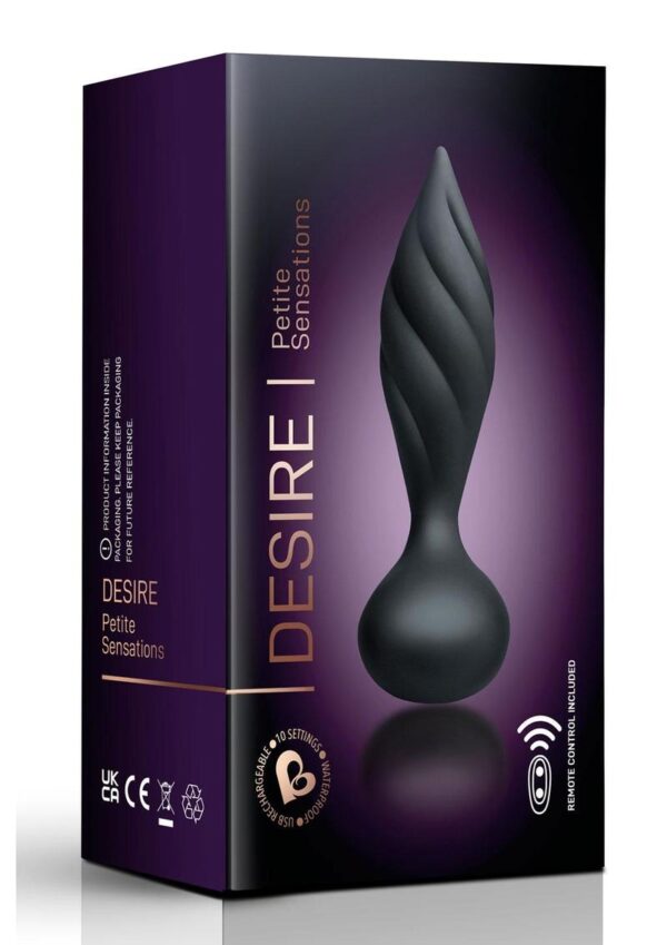 the firm velvet touch base will drive deep pulsing vibrations to tease and tantalise your cheeks. Feel your body grip the slim neck as the tapered plug slips snuggly and securely into the pleasure position. Use the remote to up change the settings or why not hand over the power to your partner to decide the pleasure. Desire is the perfect option for those who seek pure sensual indulgence or potent shared intimacy.  Give in to your ultimate desire.