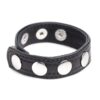 Enjoy the comfort and ease of a leather cock ring that snaps on and snaps off! The real leather is perfect for a custom fit; over time the leather stretches around the shaft and forms to your body. If you were ever worried about getting a cock ring off when it got too tight