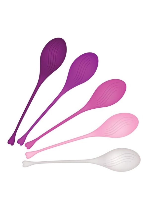 Give your orgasms a powerful boost by training your kegel muscles!This elegant 5-piece colorful kit features individually weighted kegel balls that slip inside with ease as you tighten around them.Feel the extraordinary sensation as you walk around with your erotic secret and slowly graduate to heavier balls as you feel comfortable. Kegel balls work by strengthening your pelvic floor muscles to tone you up for better sex