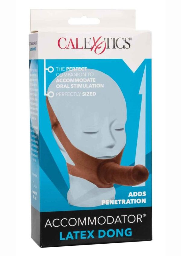 No Hands! Strap in and deliver the ultimate oral pleasure experience with the Original accommodator&amp;#xae; Latex Dong. The passionate probe is a daring face probe for any couples looking to take things up a notch or as the perfect bachelorette gift for a happy marriage. Deliver thrilling pleasure to your partner with every thrust of the realistic dong and flexible feel. The frisky hands-free probe is perfect for sensational foreplay or adventurous oral stimulation. Two stretchy straps wrap around to keep the powerful probe in place
