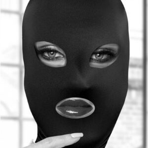 Keep your submissive incognito with this Subversion Mask. This comfortable open-mouth and eyes hood is designed to stretch completely over the head. The lightweight fabric makes breathing and hearing a snap and best of all