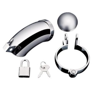 Seal up your partner`s penis in a cock cage that includes a solid sheath that surrounds the penis in hard metal that firmly prevents any erections. This kinky way to play is perfect for couples exploring BDSM play and for experiencing the intense orgasm that follows when it has been denied. This cock cage set includes a ring that secures around the testicles to restrict blood flow and increase their sensitivity for more intense sensations when aroused.