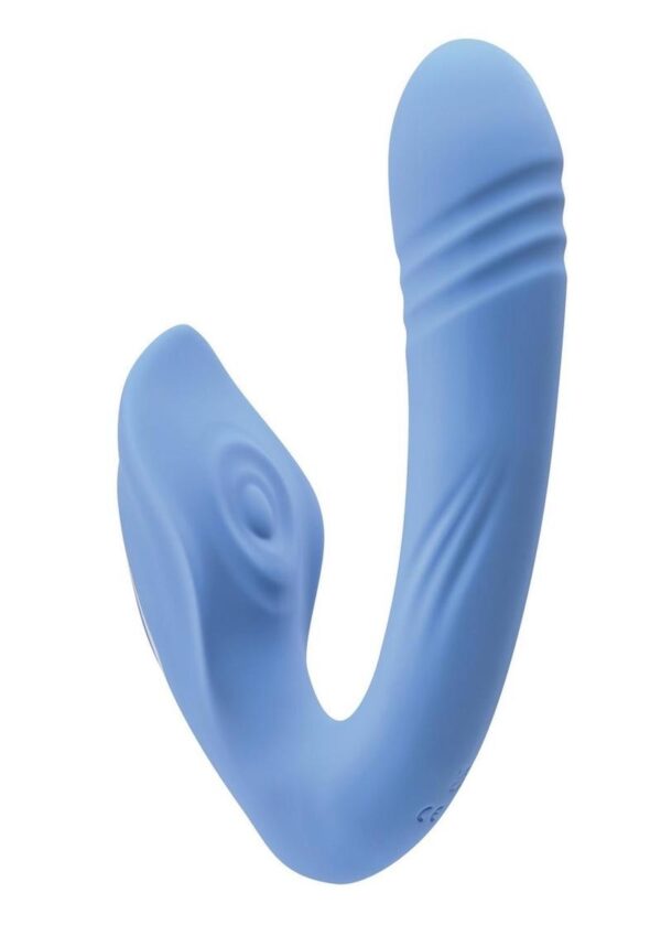 a gently curved main shaft ends with a swelled textured head that vibrates and stretches for an erotic life-like feel while the tapping shaft treats your external erogenous zones to a lit-up pulsing beat that just wonandrsquo;t quit! Both powerful motors feature 7 speeds and functions to wow your body andndash; even underwater as itandrsquo;s completely submersible. Rechargeable and easy to clean.   Thrusting