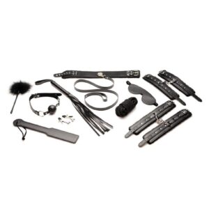 PU leather. Each of the restraints fasten closed with buckle closures that adjust for comfort