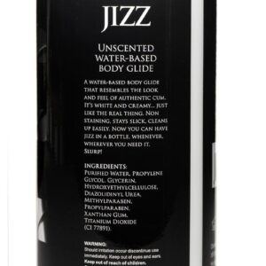 Love the texture and look of cum? Play with our Jizz Body Glide and enjoy using it in sensual play! The creamy white texture is made from a water-based mix and it is unscented so you can enjoy the look and feel without any lingering scents! It is super slippery