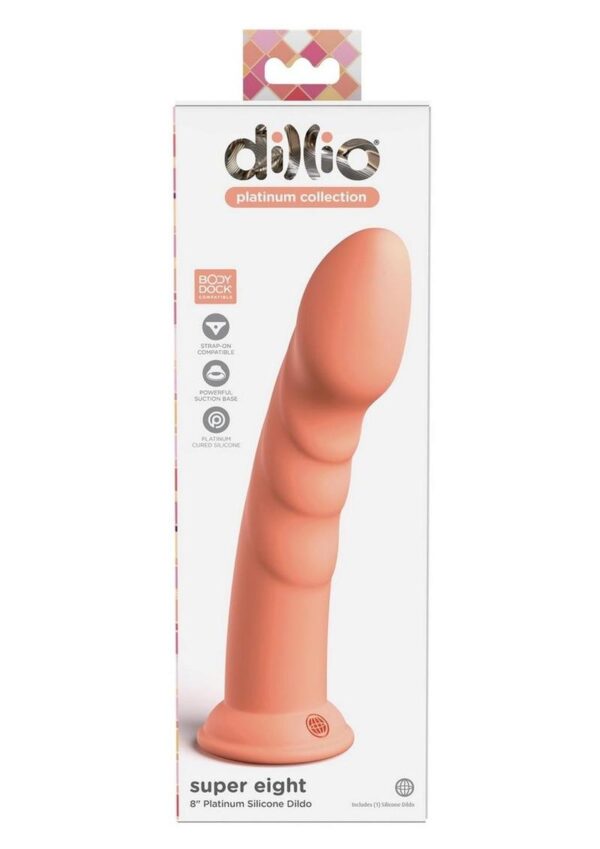and non-reactivity with bodily fluids and skin. It is often the material of choice for medical devices because of its many outstanding features. The solid suction cup offers superior performance and gives you more versatility and convenience during use. It was specifically designed to be used with the Body Dock and other universal strap-on harnesses. Every Dillio Platinum is responsibly crafted with compliant materials and carefully checked to match our top quality guidelines. You can enjoy every Dillio Platinum masterpiece with full confidence!Features and Benefits: Made with the highest quality platinum-cured silicone  Non-sticky