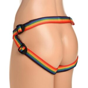 too! The front of the harness has a triangular pad that has PU faux leather in front and soft velvet in back which not only pads your pelvis but provides soft