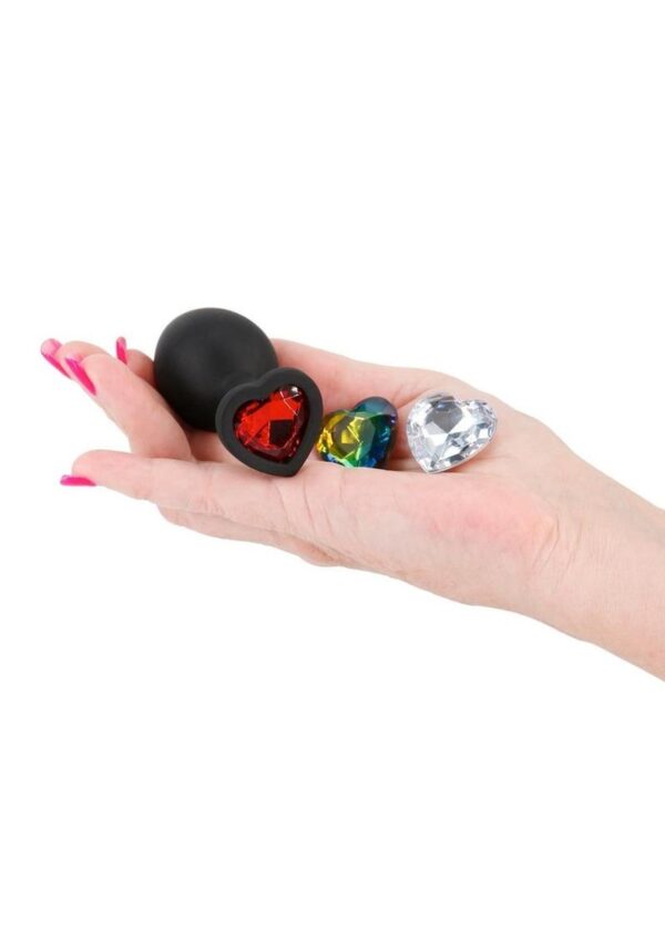 Glams Xchange Heart Silicone Anal Plug - Medium - Black - Image 3