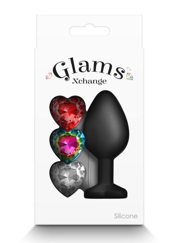 Glams Xchange Heart Silicone Anal Plug - Medium - Black - Image 4