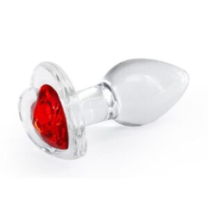 Crystal Desires -- Hearts are red and plugs are fun. Our borosilicate glass plugs are adorned with red hearts for a passionate encounter and exciting stimulation.
