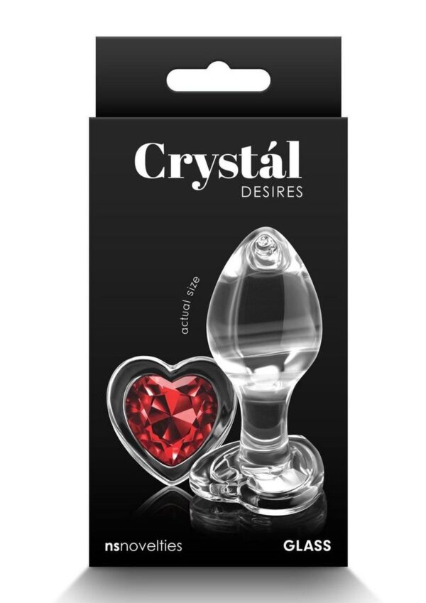 Crystal Desires Red Heart Glass Anal Plugs - Medium - Image 2