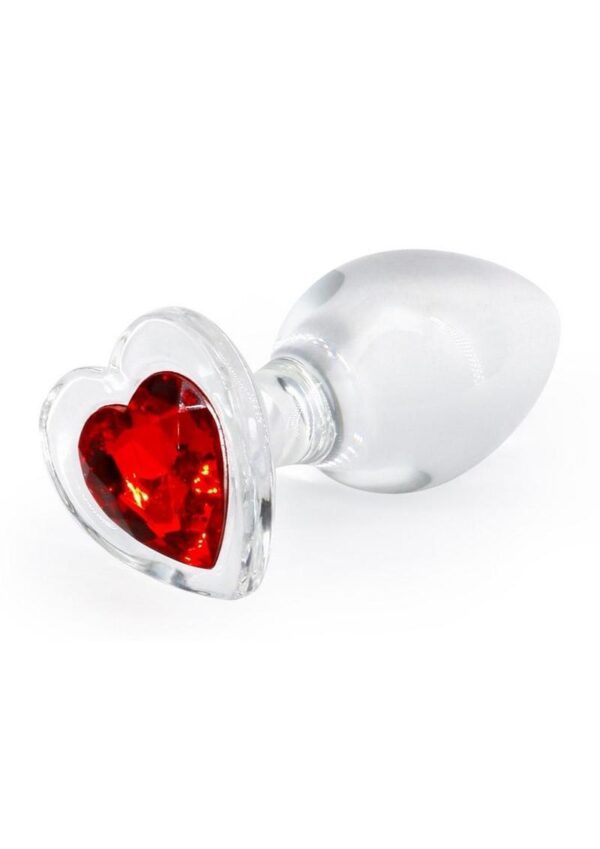 Crystal Desires -- Hearts are red and plugs are fun. Our borosilicate glass plugs are adorned with red hearts for a passionate encounter and exciting stimulation.