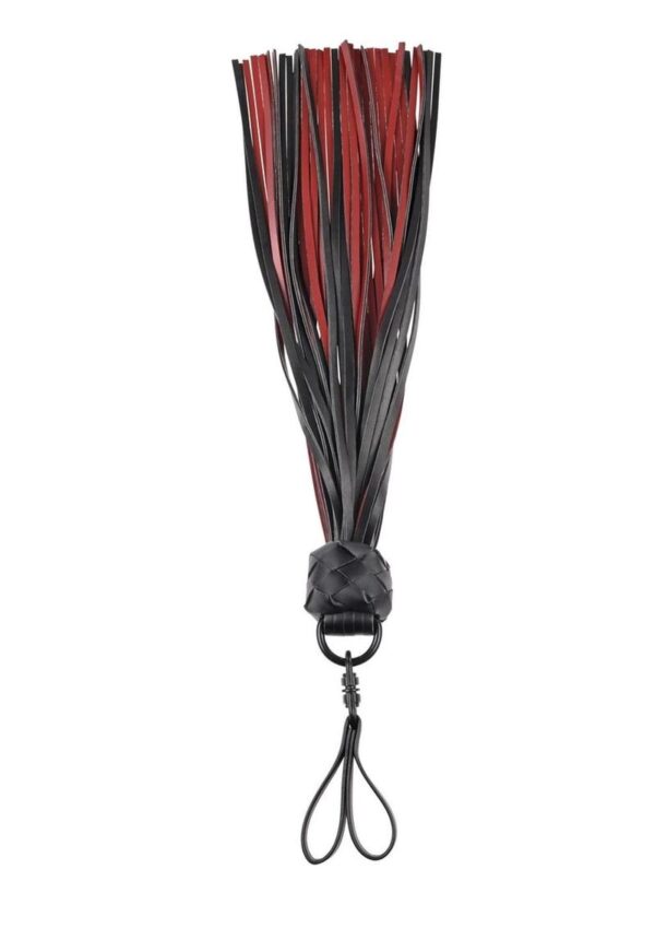 faux leather falls luxuriously designed in rich red and a black satin finish. This high-quality accessory looks just as good hanging up as it does draped across their body.
