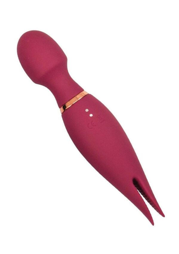 or solo play! &amp;#xa0;Dual motors deliver powerful rumbly vibrations to relax tense muscles or achieve powerful orgasms. &amp;#xa0;The flexible wand head features 10 gyrating patterns which can be controlled independently from it opposite end; featuring twin silicone ticklers which are perfect for nipples