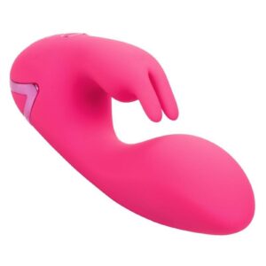 vibrating dual stimulator with flickering bunny ears. 3 speeds of independent vibration in the shaft. 10 intense functions of independent vibration