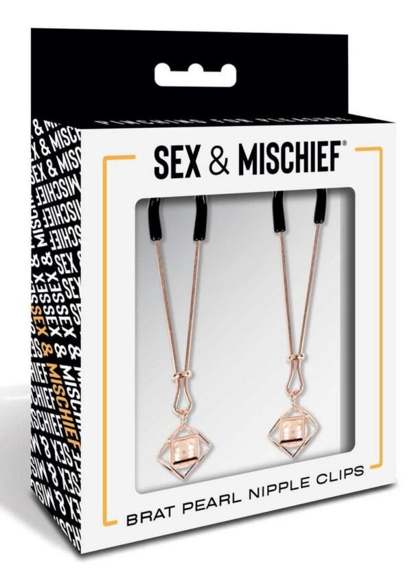 Sex and Mischief Brat Pearl Nipple Jewelry - Rose Gold/White - Image 2