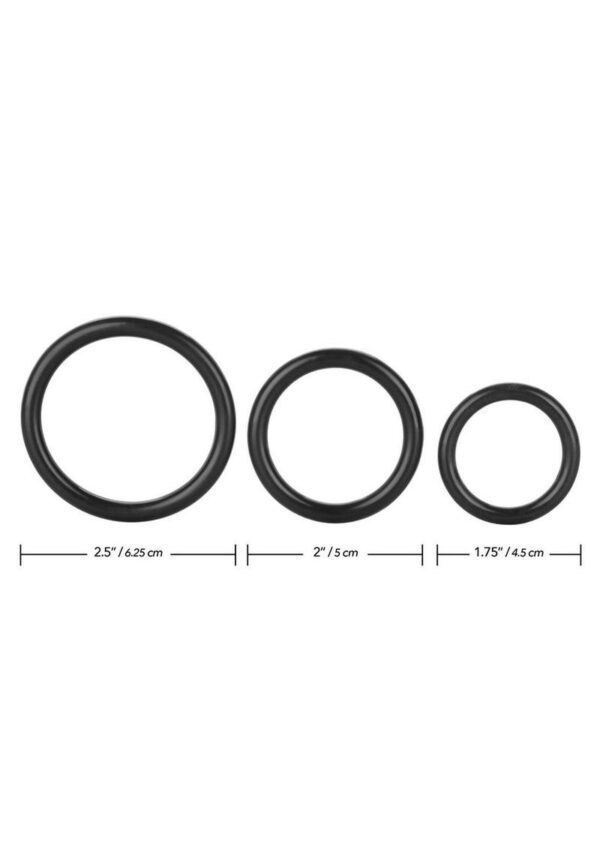 Tri Rings Cock Ring Set (3 Piece Set) - Black - Image 4